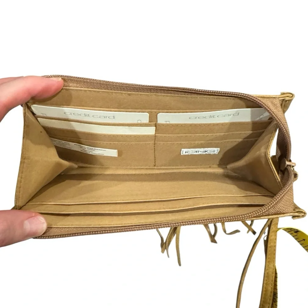 Fringed Tan Leather Wristlet